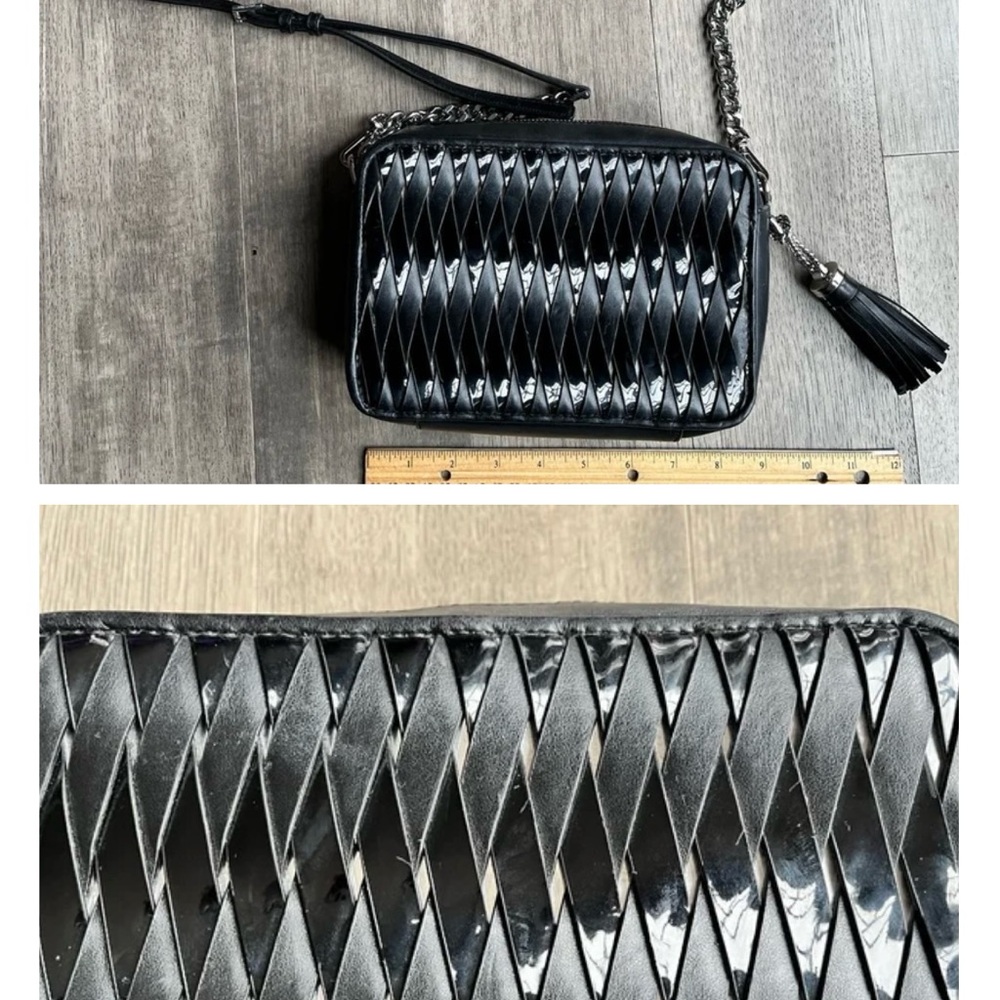 Michael Kors Ginny Woven Black Leather Cross Body Bag